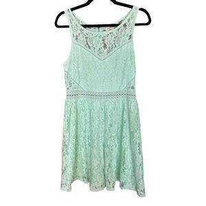 Altar'd State Women's Mint Green Lace Dress with Peek-a-boo Waist Size Large